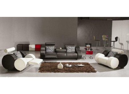 LEDERSOFA mit USB LEDER GARNITUR 3+2+1 SITZER POLSTERGARNITUR DESIGNER SOFA NEU