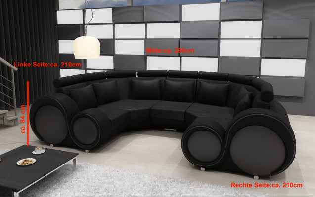 Ecksofa + USB Wohnlandschaft U Form Textil Big XXL Ecksofa Stoff Textil Sofa Neu