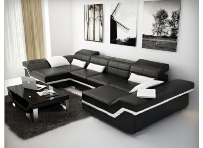 XXL Ledersofa mit USB Ecksofa Wohnlandschaft Big Couch Ledergarnitur Polster Neu