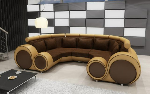 Wohnlandschaft Designer Sofa Textil Couch + USB Mikrofaser Polstergarnitur XXL