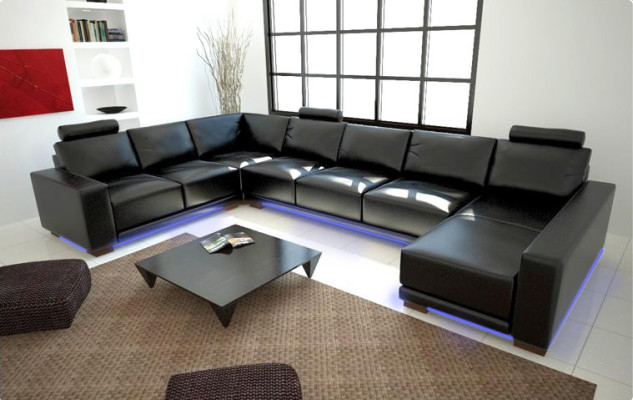 Ledersofa Couch Wohnlandschaft Ecksofa Eck Garnitur Design Modern A1121