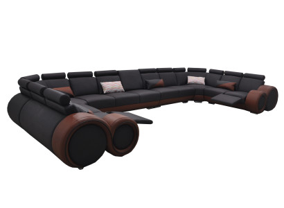 XXL Couch Big Eck Sofa Leder Eck Garnitur Landschaft Ecke Polster Wohn