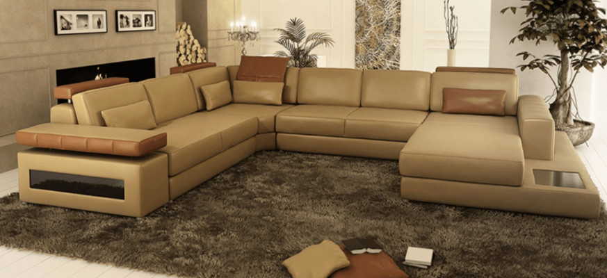 Sofa U-Form Möbel Luxus Garnitur Sofas Couch Luxus Designer Leder Wohnlandschaft