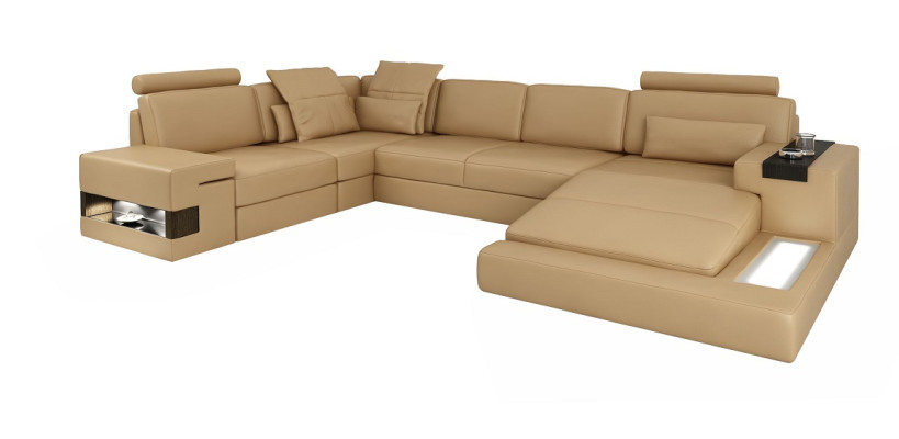 Ecksofa U-Form Sofa Wohnlandschaft Polster Bettfunktion Design Modern Neu