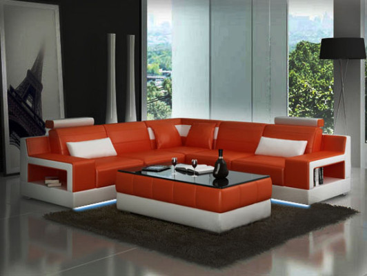 LEDERSOFA USB COUCH BETTFUNKTION GARNITUR WOHNLANDSCHAFT POLSTER Maßfertigung