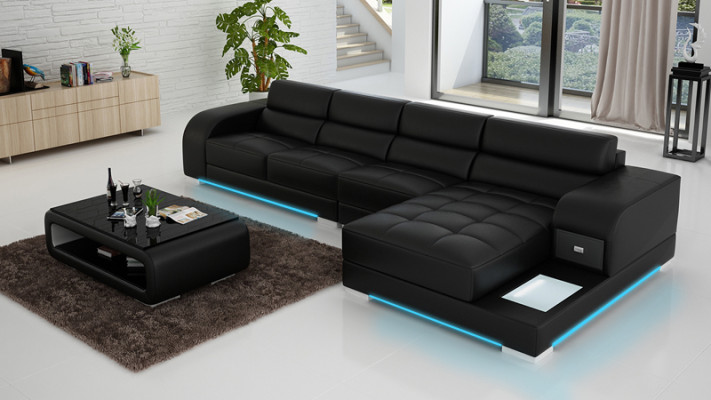 Ledersofa Sofa Couch Wohnlandschaft Eck Modern Ecksofa Design Garnitur