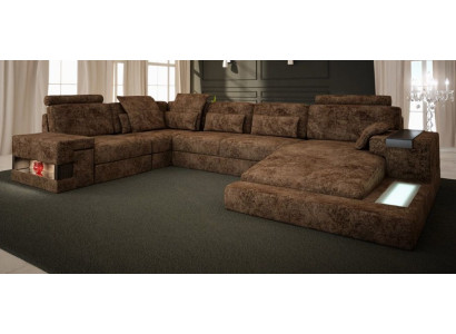 Ecksofa U-Form Couch Design Polster Textil Neu Bettfunktion Wohnlandschaft Stoff
