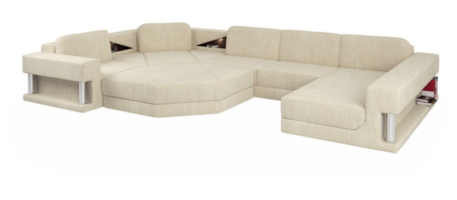 U-Form Sofa Couch Design Couch Textil Modern Polster Neu Wohnlandschaft Ecksofa