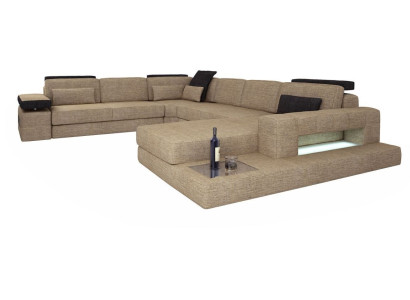 Wohnlandschaft Ecksofa Sofa Couch Sofa U Form Samt Stoff Sitz Designer Neu
