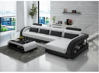 Ledersofa USB Wohnlandschaft Ecksofa Eck Garnitur Design Modern Sofa G8012C Neu