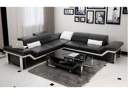 Ledersofa USB Wohnlandschaft Ecksofa Ecke Garnitur Design Sofa Couch K5007B Neu