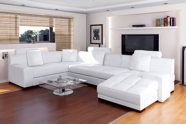 Ledersofa mit USB Wohnlandschaft Ecksofa Eck Garnitur Design Modern Sofa A1111