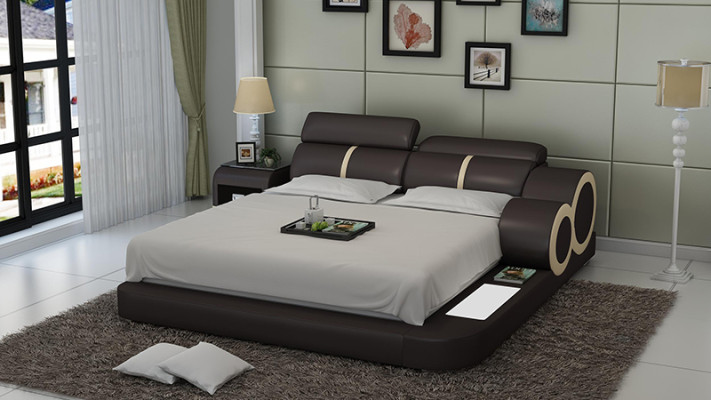 Wasserbett Hotel Doppelbett Betten Komplett Lederbett Polsterbett Wasser Mit USB