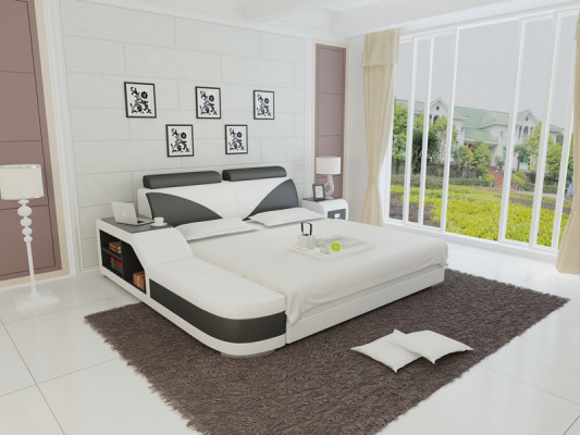 Wasserbett Hotel Doppelbett Betten Komplett Lederbett, Bett gepolstert Wasser + USB
