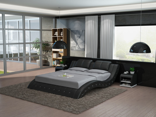 Wasserbett Doppel Bett Betten Komplett Lederbett Polsterbett Wasser LB8824B