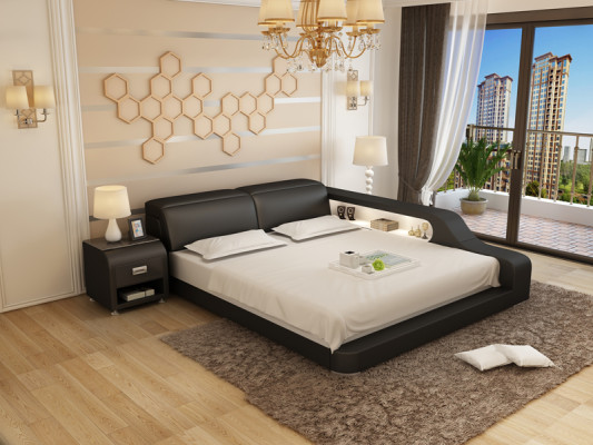 Wasserbett Hotel Doppel Bett Betten Komplett Lederbett Polsterbett Wasser LB8818