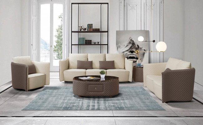 Ledersofa Sofa Couch Designer Polster Garnitur 2tlg Set Sitzgarnituren Couchen