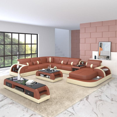 Luxus Wohnlandschaft Sofa Polster U Form Eckgarnitur Ecksofa Couch XXL Big + USB