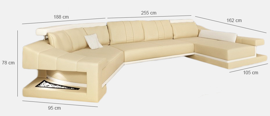 Ledersofa Wohnlandschaft XXL Ecksofa Bigsofa Couch Garnitur Designersofa PHM105