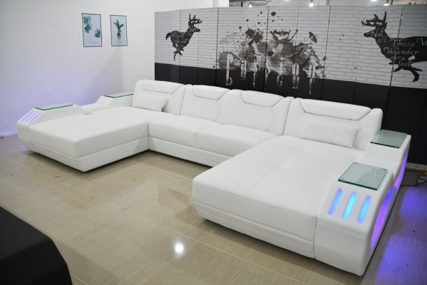 Leder Ecksofa U-förmiges Sofa Modernes Sofa Ecksofa Weiches Wohnbereich Design