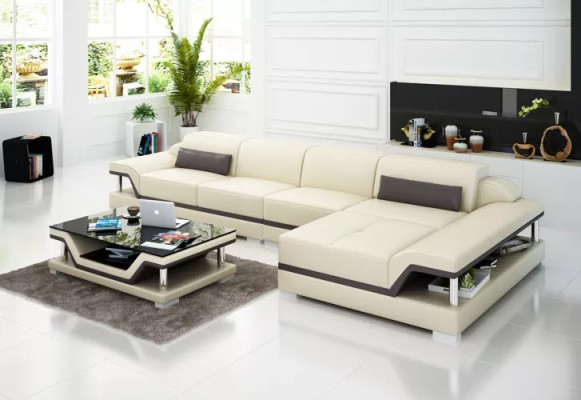 Wohnlandschaft Ledersofa Ecksofa L-Form Modernes Sofa Ecksofa Polster