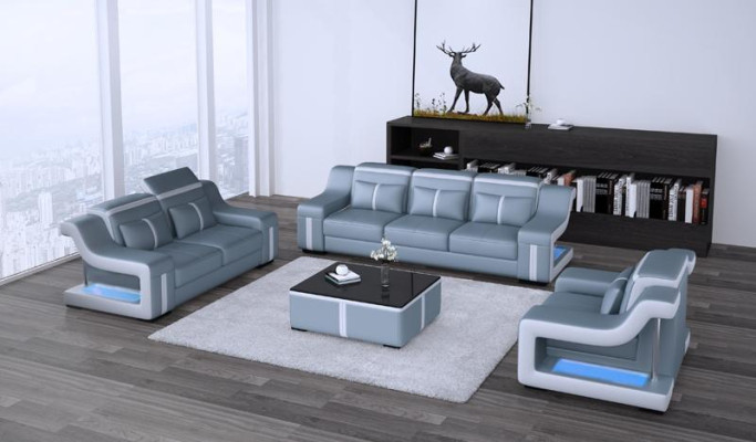 Wohnzimmer Polstergarnitur Ledersofa Couch Sofa Sitz Polster Garnituren 3+2+1