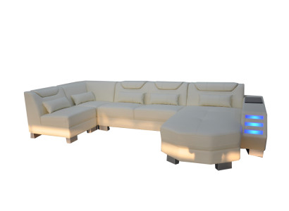 Designer Sofa mit USB Eck Leder Ecke Sofa Polster Zimmer Leder Sitz Polster Neu