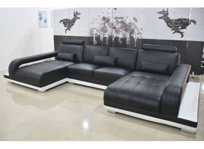 Ledersofa Sofa Modernes Polster Leder Design Ecksofa Couch Textil Wohnlandschaft