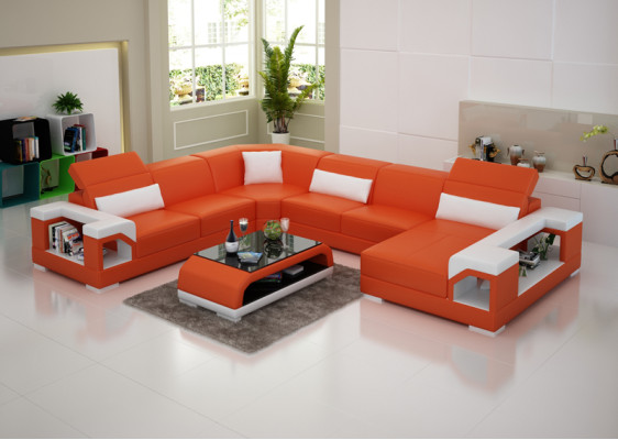 Ledersofa Couch Wohnlandschaft Ecksofa Eck Garnitur Design Modern Sofa G8014 Neu