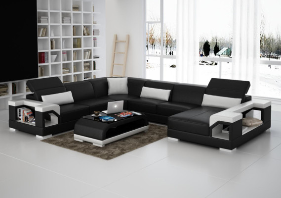Ledersofa Couch Wohnlandschaft Ecksofa Eck Garnitur Design Modern Sofa G8014 Neu