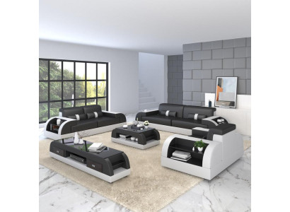 Sofagarnitur 3+2+1 Couch Polster Textil Sitz Polster Garnitur Leder Design Sofas
