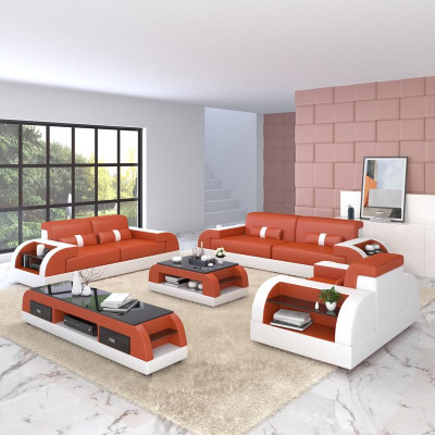 Sofagarnitur 3+2+1 Couch Polster Textil Sitz Polster Garnitur Leder Design Sofas