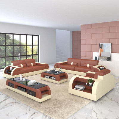 Sofagarnitur 3+2+1 Couch Polster Textil Sitz Polster Garnitur Leder Design Sofas