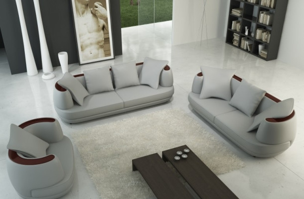 Ledersofa USB Sofagarnitur 3+2+1 Couch Sitz Polster Sofa Garnitur Set Garnituren