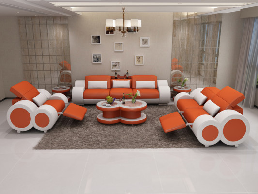 Ledersofa Couch Sofagarnitur 3+2+1 Garnitur Design Modern Sofa + USB Sitzer Neu