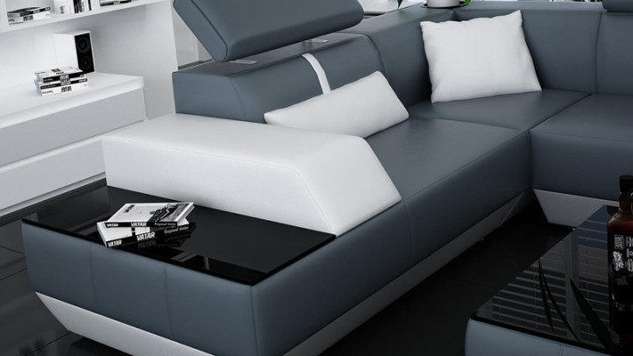 Ledersofa Sofa Couch Wohnlandschaft Ecksofa Garnitur Design Modern Sofa K5015
