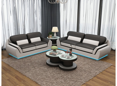 Ledersofa mit USB Sofagarnitur Neu 3+2 Sitzer Garnitur Design Modern Sofa G8038C