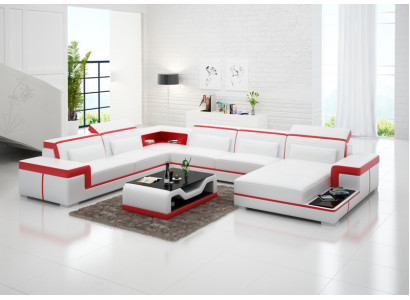  Ledersofa Couch Wohnlandschaft Ecksofa Eck Garnitur Design Modern Sofa G8020 Neu