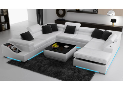 Ledersofa Sofa Couch Wohnlandschaft Ecksofa Eck Garnitur Design Modern U K5006