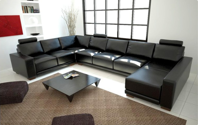 Ledersofa Couch Wohnlandschaft Ecksofa Eck Garnitur Design Modern Sofa mit USB