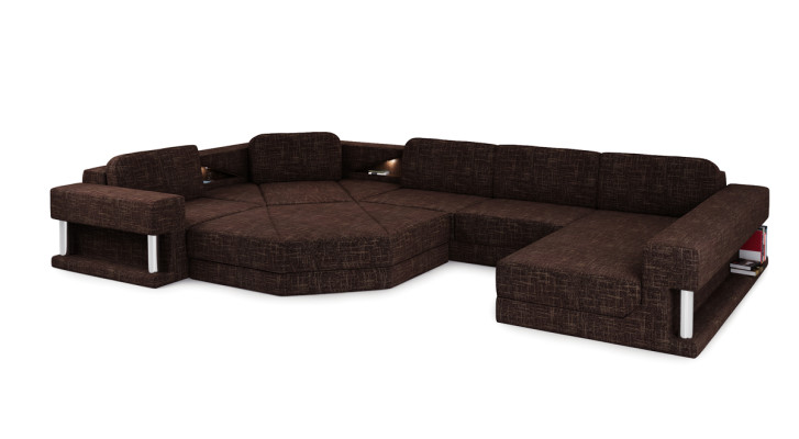 Modern Ecksofa USB LED Couch Polster Leder Design Sofa Garnitur Wohnlandschaft