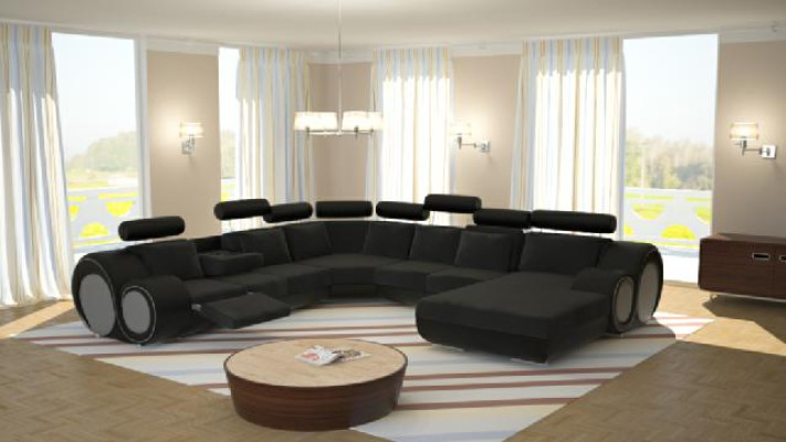 Sofa Designer Wohnlandschaft U-Form Couch Ecksofa mit USB Polster Garnitur Sofas