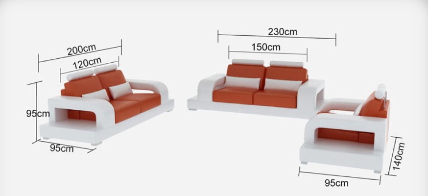 Ledersofa Couch Wohnlandschaft 3+2+1 Sitzer Garnitur Modern Design Sofa