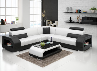 Ledersofa mit USB Wohnlandschaft Ecksofa Eck Garnitur Design Moderne Sofa G8001B