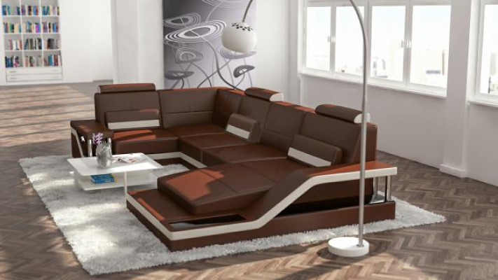 Wohnlandschaft Couch Ecke Ecksofa Garnitur Textil Stoff Leder Sofas Sofa mit USB