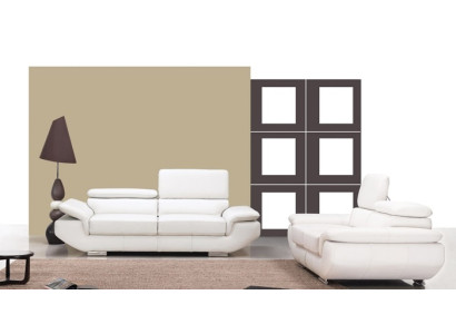 Sofagarnitur mit USB Polster Sofa Sitz Leder Garnitur 3+2 Sitzer Weilrod "Weiß"