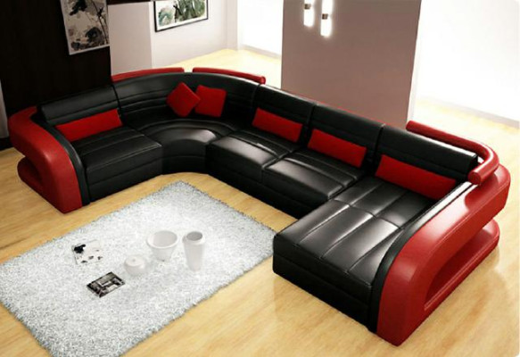 Ledersofa wohnlandschaft couch garnitur polsterecke eckcouch sofa u Form Bergamo