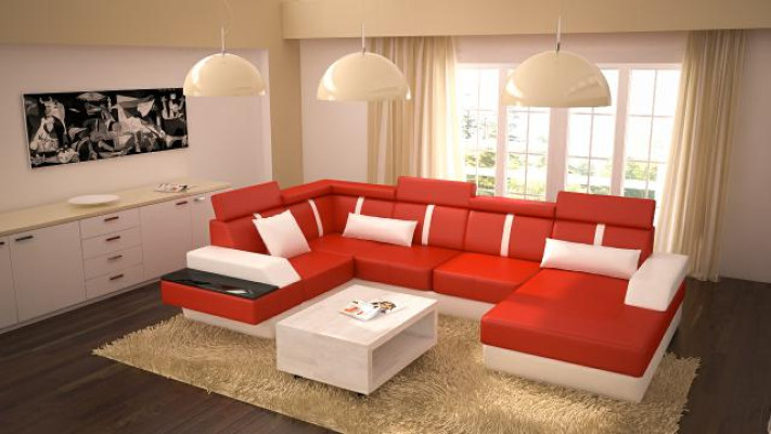 Designer Wohnlandschaft Eckcouch Couch Sofa Polster Garnitur Ledersofa Sofas Neu