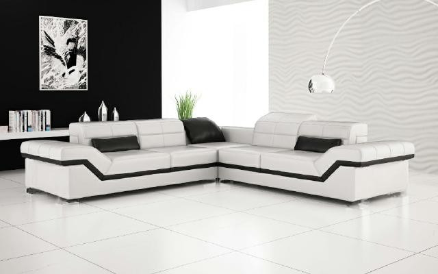 Ledersofa XXL Wohnlandschaft Couch Design Sofa mit USB Ecksofa Sofagarnitur Weiß