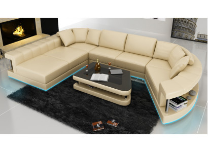 Sofa Ledersofa Couch Wohnlandschaft Ecksofa Eck Garnitur Design Modern